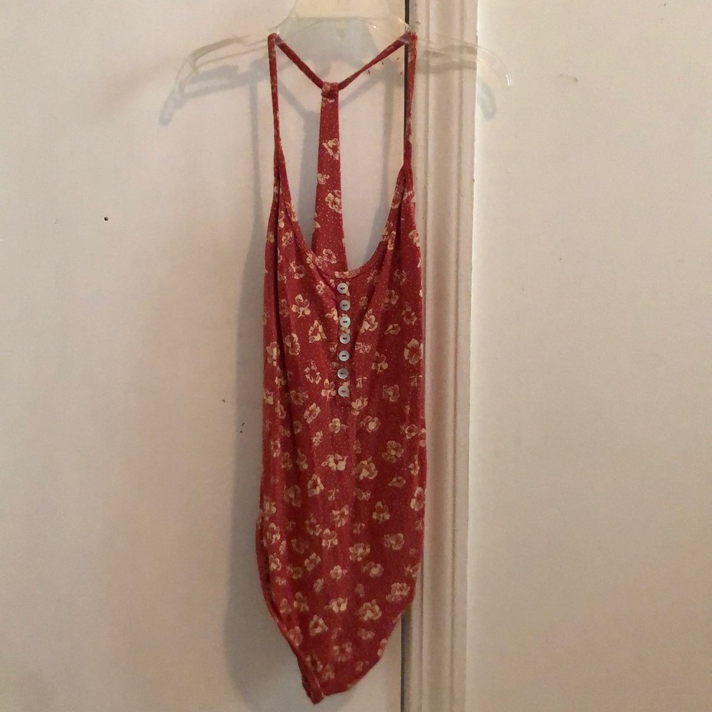 Floral burnt orange body suit